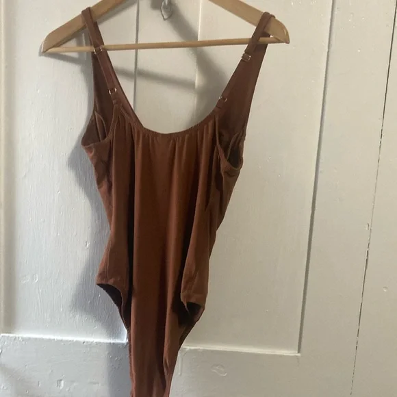 HAH We Are Brown Bodysuit One Piece with Scoop Neck and High-Cut Legs - Picture 8 of 9